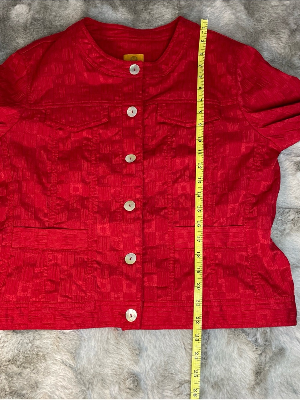 Ruby Rd. Bright Red Textured Button-Up Jacket-0221 - Picture 9 of 9